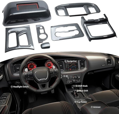 Interior Trim for Dodge Charger 2015-2024 Gear Shift Panel Trim with Console Cover