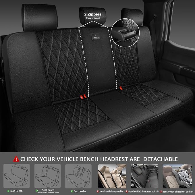 CAR PASS Thick Foam 3D Mesh Leather Car Seat Covers Full Set, Luxury Breathable Premuim Faux Leather Automotive Seat Covers, Airbag Compatible Universal Fit for Most Sedan Van Truck SUV, Pure Black