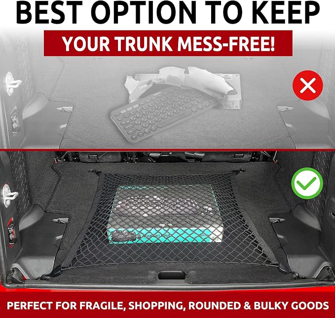 Floor Style Trunk Cargo Net for Jeep Wrangler JK Rubicon Sahara Unlimited 4 - Door 2007 - 2018 New