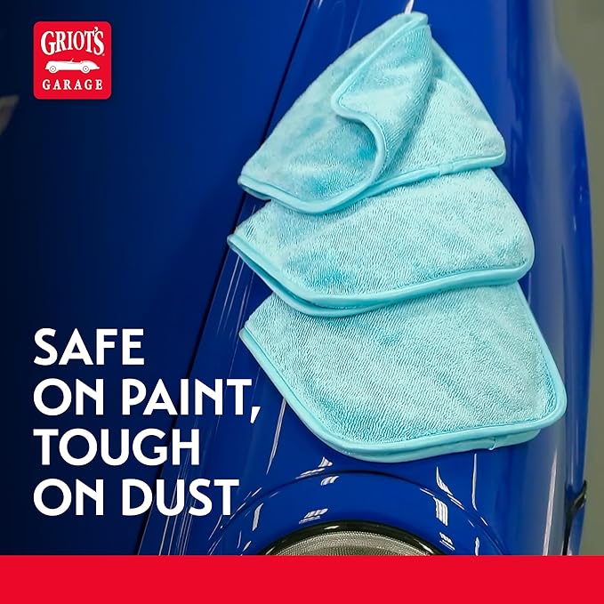 Griot's Garage PFM Edgeless Detailing Towels for Car Cleaning and Detailing, Scratch-Free, Machine-Washable, Small, 16” x 9”, Set of 3, 55527