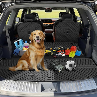 LASFIT Cargo Mat & Backrest Mats for Kia Telluride 2027 (Only Fit Gas, Not Fit Hybrid), All Weather TPE Custom Fit Cargo Liner Trunk Mats & Seatback Mats Accessories for Kia Telluride 2027, Black
