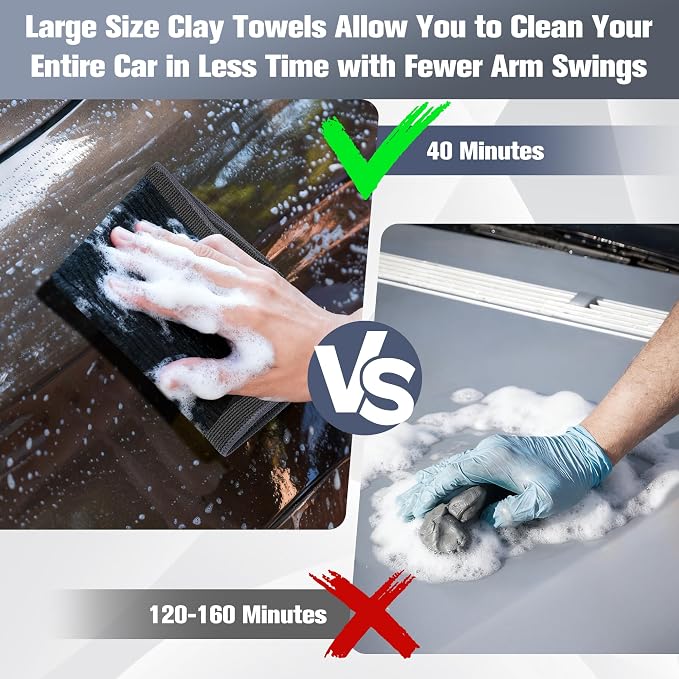 Clay Towel 12 x 12 Inch, Gray Clay Bar Towel for Auto Detailing Microfiber Car Cloth Cleaner Automotive for Car Detailing