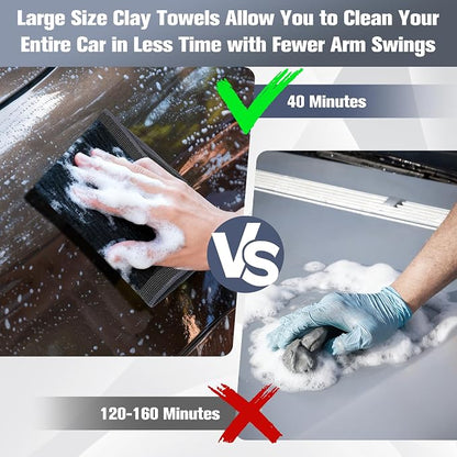 Clay Towel 12 x 12 Inch, Gray Clay Bar Towel for Auto Detailing Microfiber Car Cloth Cleaner Automotive for Car Detailing