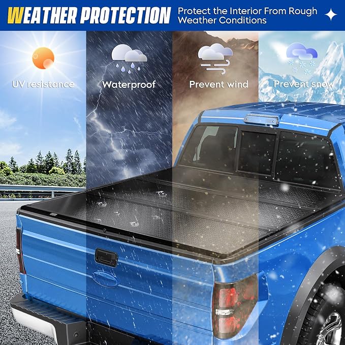 Hard Tri-Fold Truck Bed Tonneau Cover for Ford F-150 2015-2025, F-150 Lightning 2022-2025, 5.6 ft 67.2 in Bed