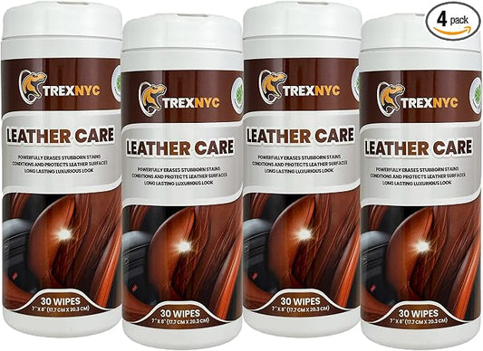 Protectant Wipes, Car Interior Cleaner to Protect Interior Car Surfaces and Fight Cracking & Fading (Leather Wipes, 4 Packs)