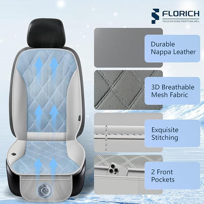 FLORICH Cooling Car Seat Cushion Front Seat Ventilated Car Seat Cover 2-Hours Auto Off Cooling Mat for Car Seats with 3-Speed Adjustable Universal Fit for 12V/24V Car SUV Truck Van for Summer, Gray