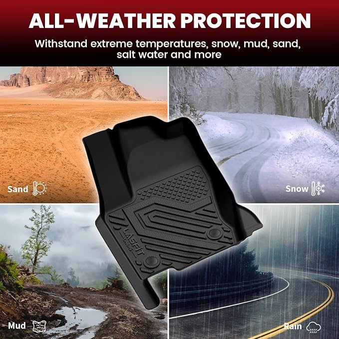 LASFIT Floor Mats for Toyota Land Cruiser 2026 2025 2024 2027, All Weather TPE Custom Fit Rear Trunk Mat for Land Cruiser Accessories, Land Cruiser Cargo&Backrest&Floor Mats