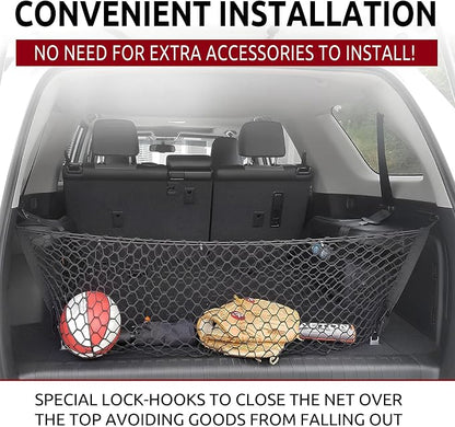 Envelope Style Automotive Elastic Trunk Mesh Cargo Net for Toyota 4Runner 3 Row Model Only 2010-2026 - Premium Trunk Organizer and Storage - Luggage Net for SUV - Best Car Organizer