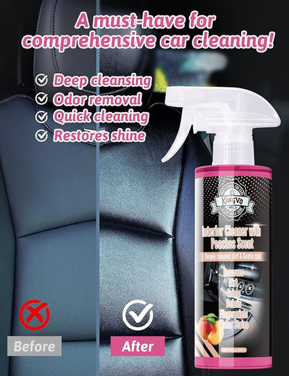 Kingvo Car Interior Cleaner, Interior Cleaner Carpet Dashboard Vinyl Sofa Leather Shiny Car Stuff Detailing Kit Cleaning Supplies,Peach Scent
