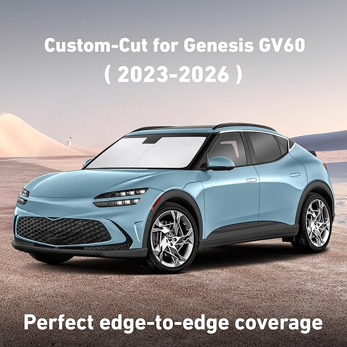 EcoNour Windshield Sunshade Compatible for Genesis GV60 2023-2024 2025 2026, Sun Visor for Front Windshield & Window Sun Shade Cover, UV Heat Blocker & Protector, Car Accessories