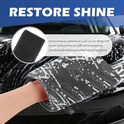 2PCS Car Clay Mitt Auto Detailing,Soft Clay Bar Mitt for Cleaning Car Surfaces,Anti-Scratch Clays Mitts for Cars Detailings to Replace Traditional Clays Bar Cars Accessories (Gray/2PCS)