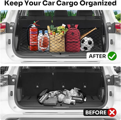 Canvcle Trunk Cargo Net for 2020-2026 Toyota Highlander Accessories Envelope Style Mesh Trunk Net Organizer and Storage Stretchable Adjustable Elastic Nylon Rear Cargo Netting with Hooks