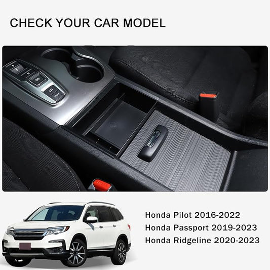 Center Console Organizer Tray for Honda Pilot 2016-2022/ Ridgeline 2020-2023/ Passport 2019-2023 Accessories, Central Control Armrest Secondary Storage Box ABS Material