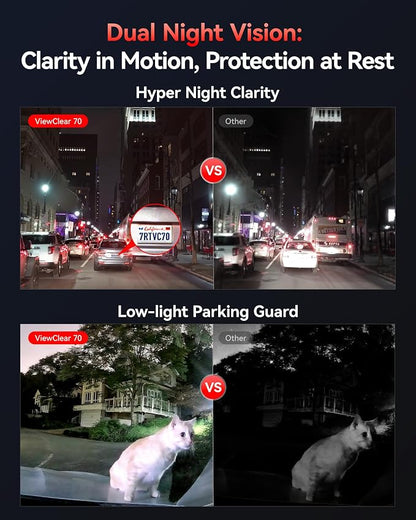 REDTIGER VC70 4K+2.5K Dash Cam Front and Rear, 8MP STARVIS 2 IMX678 Sensor, Dual HDR Hyper Night Clarity, 5.8GHz WiFi 6, 30MB/S Fast Download, Dash Camera with 24H Parking Monitor, 128G Card Included