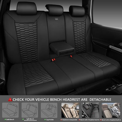 CAR PASS 3D Foam PU Leather Car Seat Covers Full Set,Luxury Breathable Faux Leather Seat Covers for Car,Anti Slip Universal Fit for SUVs Vans Sedan Truck Automotive,Armrest Airbag Compatible All Black
