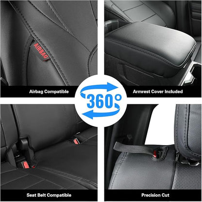 coverdream Tacoma Hybrid Seat Covers Full Set for 2024-2026 Toyota Tacoma TRD Sport,TRD Off-Road,Limited,Trailhunter Pickup,Fully Covered,Waterproof Leather Car Seat Protector (Black)