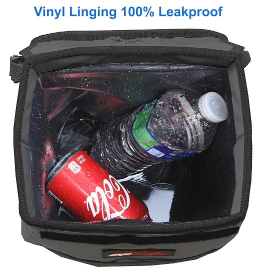 EPAuto Waterproof Car Trash Can with Lid and Storage Pockets, 2.5 Gallon Leakproof, Dark Gray