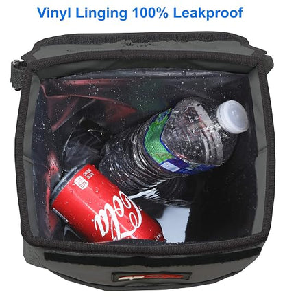 EPAuto Waterproof Car Trash Can with Lid and Storage Pockets, 2.5 Gallon Leakproof, Dark Gray