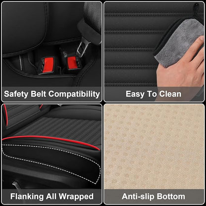 Seat Covers Fit for Nissan Rogue 2015-2026, Breathable and Comfortable Leather Car Seat Cover, Deluxe Waterproof Cushion Cover Auto Interior Accessories (Black Red)
