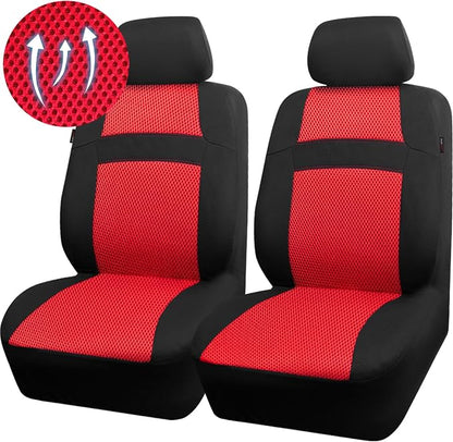 CAR PASS Car Seat Covers Front Seats Only, 3D Air Mesh Car Seat Cover with 5mm Composite Sponge Inside,Airbag Compatible Universal Fit for SUV,Vans,sedans, Trucks, Automotive Interior Covers(Black Red