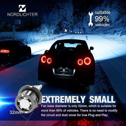 9007 Bulbs, 600% Brighter 9007 Fog Light 6500K Xenon White Extremely Super Bright Plug & Play with Cooling Fan