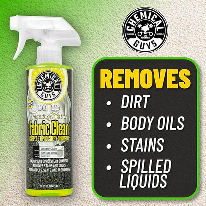 Chemical Guys Foaming Citrus Fabric Clean Carpet & Upholstery Cleaner, Ready to Use, Sprayable (for Carpets, Seats & Floor Mats), Safe for Cars, Home, Office, & More, 2-16 fl oz, Citrus Scent