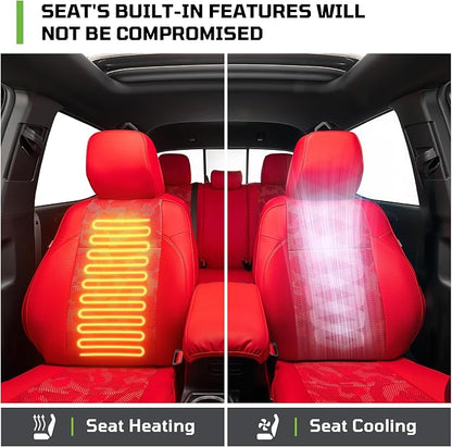 Car Seat Covers Fit for Toyota Tacoma 2016-2023,Full Coverage Faux Leather Car Seat Covers Full Set,Custom Waterproof Breathable Car Seat Protector Front Seat and Back Seat Covers for Cars(Red)