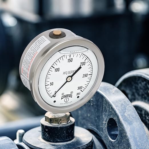 Winters 2-1/2" Dial Size, Liquid Filled Industrial Pressure Gauge, Brass Internals, 304 Stainless Steel Case, Single Scale 0-300 psi, 1.5% Acc, 1/4" NPT Bottom Mount, Glycerin Filled Pressure Gauge