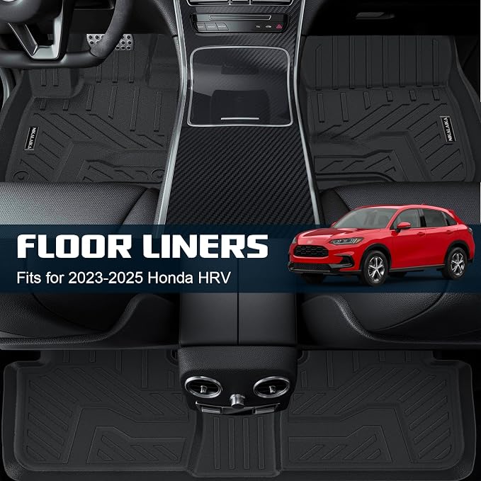 Floor Mats & Cargo Liner for 2023-2025 2026 Honda HR-V All Weather Protection TPE Rubber Floor Liners & Trunk Mat for Honda HRV 2026 Accessories, Odorless Anti-Slip, Black
