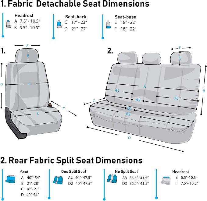 FH Group Premium Modernistic Flat Cloth Car Seat Covers – Universal Fit, Washable Seat Covers for SUV Sedan Van, Mint, Full Set