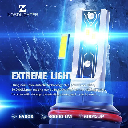 9007 Bulbs, 600% Brighter 9007 Fog Light 6500K Xenon White Extremely Super Bright Plug & Play with Cooling Fan