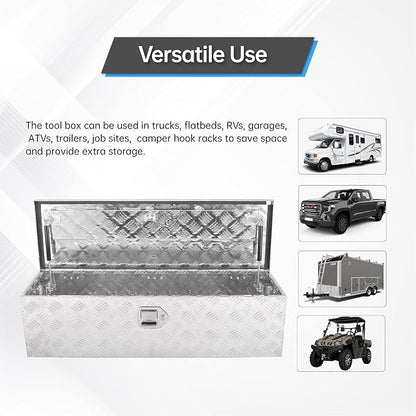 39 Inch Aluminum Tool Box,Heavy Duty Waterproof Truck Bed Tool Box with Side Handle, Lock & Keys,Silver (39"X13"X10")