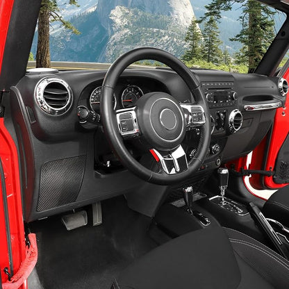 18PCS Full Set Interior Trim Kit for Jeep Wrangler JK JKU 2011-2018 4 Door,Center Console Door Handle Side Outlet Cup Holder Gear Cover Trim (Chrome)