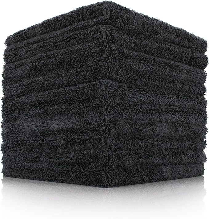 The Rag Company - Creature Edgeless Auto Detailing Towels (10-Pack) Professional 70/30 Blend, Dual-Pile Plush Microfiber, Buffing & Polishing, 420gsm, 16in x 16in, Black