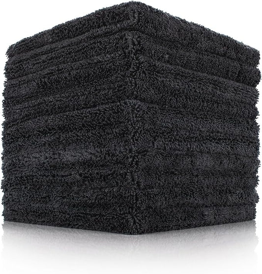 The Rag Company - Creature Edgeless Auto Detailing Towels (10-Pack) Professional 70/30 Blend, Dual-Pile Plush Microfiber, Buffing & Polishing, 420gsm, 16in x 16in, Black