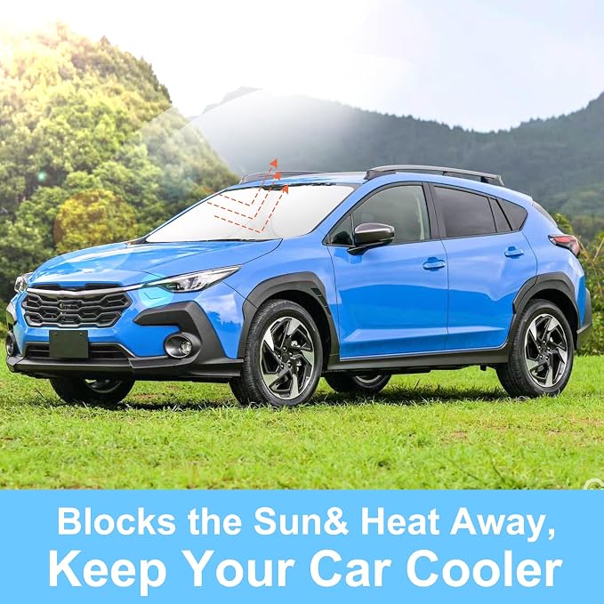 TINGLU Sun Shade for Subaru Crosstrek 2013-2017 Accessories Windshield Sun Shade Window Shade UV Rays Protection Sun Visor Cover with Steering Wheel Sunshade Storage Bag