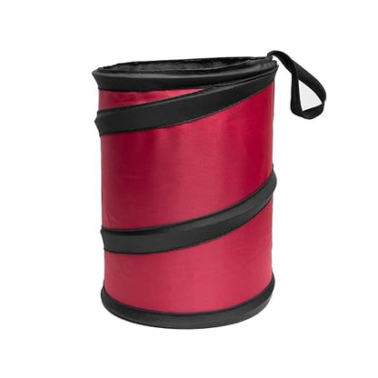 FH Group Automotive Waterproof Portable Collapsible Small Trash Can Garbage Container fits Most Cars,Waterproof,Polyethylene, SUVs, and Trucks Red