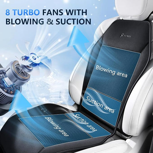 FLORICH Cooling Seat Covers Ventilated Car Seat Cover with 8 Turbo Fans 12V-24V 3-Speed Adjustable Car Seats Cooling Pad Cushion Universal Fit for Car SUV Truck Van Summer Driving