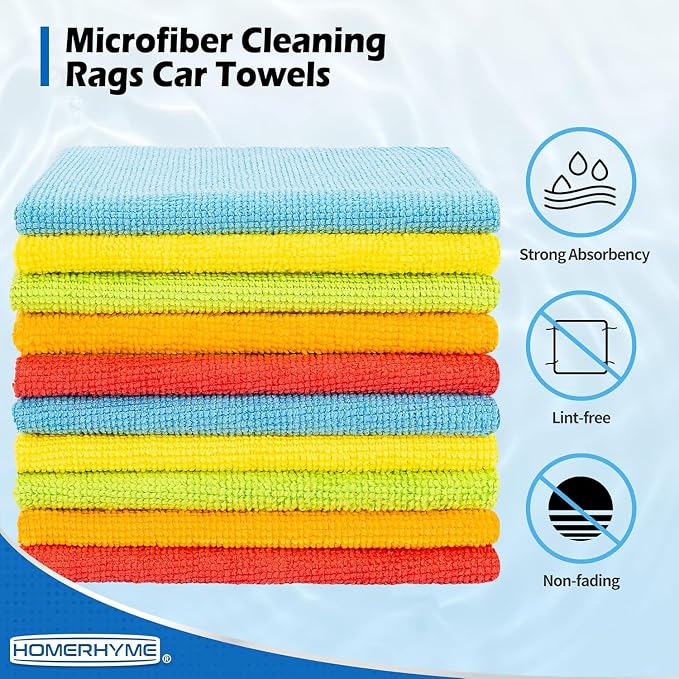 Microfiber Cleaning Cloth, 150 Pack Cleaning Rags Microfiber Towel Bulk Absorbent Lint-Free Wash Cloths, All-Purpose Towels for Cars, Shop, Automotive, Garage, Home and Kitchen 11.5"*11.5"