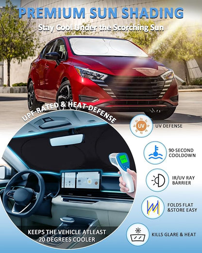 Sun Shade for Nissan Versa Windshield Sunshade Custom Fit for Nissan Versa 2020 2021-2024 2025 Accessories Foldable Front Window Cover UV Bloker Sun Visor Protector