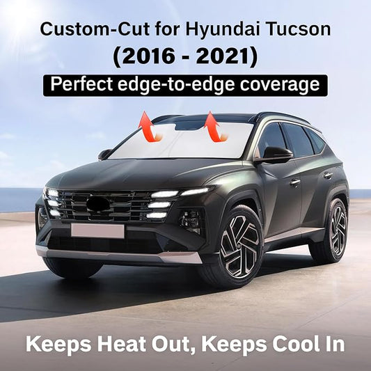 EcoNour Windshield Sunshade Compatible for Hyundai Tucson 2016-2019 2020 2021, Sun Visor for Front Windshield & Window Sun Shade Cover, UV Heat Blocker & Protector, Car Accessories