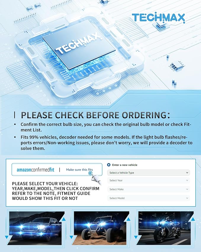 TECHMAX H11 Bulbs, +600% Ultra Brightness 30000lm 6500K White H8 H9 H16 H11 Fog Light Bulb with Cooling Fan, Plug and Play, Pack of 2