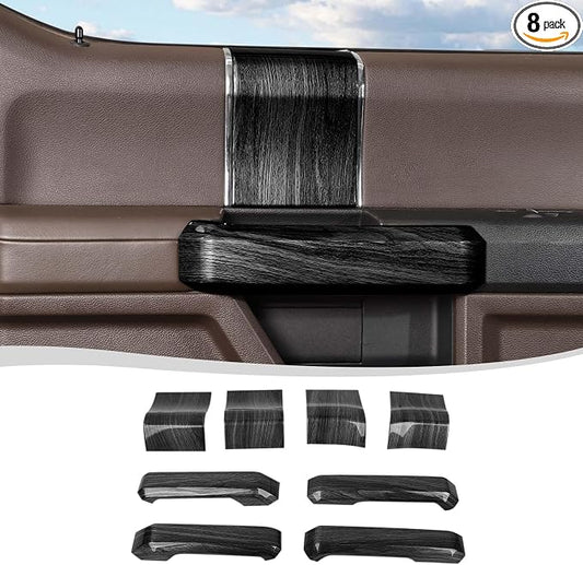 Voodonala for F-150 2015-2020 Interior Door Handle Cover with Door Panel Cover Compatible with Ford F150 2015-2020, F150 Interior Accessories 8Pcs(ABS,Black Wood)