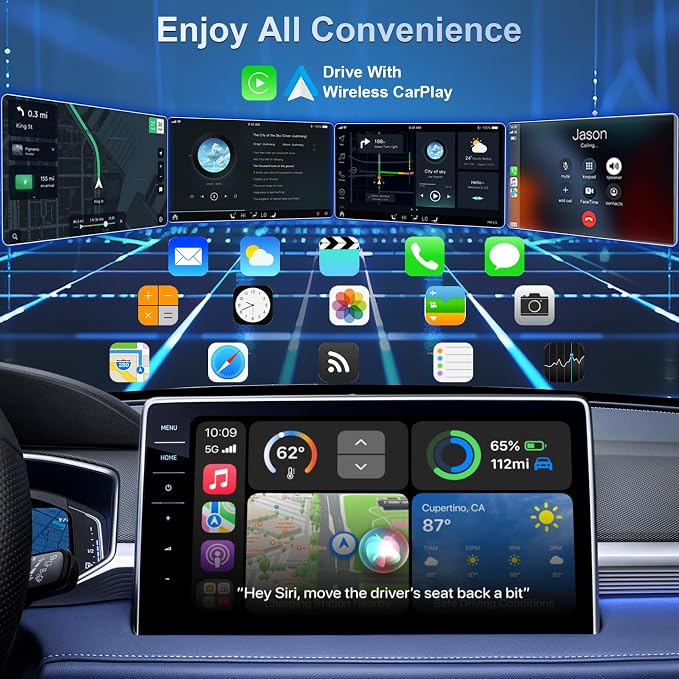 2026 Wireless CarPlay Adapter & Android Auto Wireless Adapter, Universal Plug & Play USB/Type-C, Titanium Alloy Fast Heat Dissipation, LED Music Sync Light, Fits 1000+ Car Models