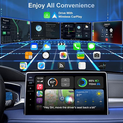 2026 Wireless CarPlay Adapter & Android Auto Wireless Adapter, Universal Plug & Play USB/Type-C, Titanium Alloy Fast Heat Dissipation, LED Music Sync Light, Fits 1000+ Car Models