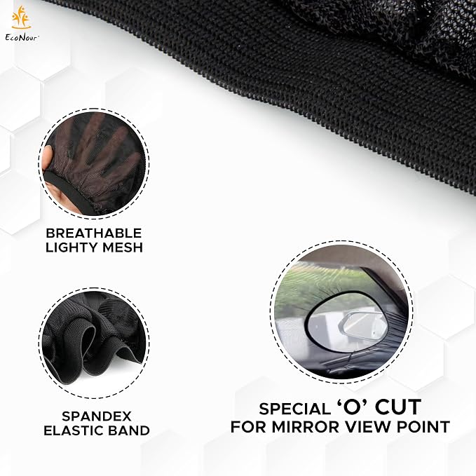 EcoNour Car Front Side Window Sun Shades Compatible for Subaru Outback | 2Pack Breathable Super Stretchy Mesh Sun Shade | Heat Block UV Protection Car Window Screen Covers | Mosquito Net Curtains
