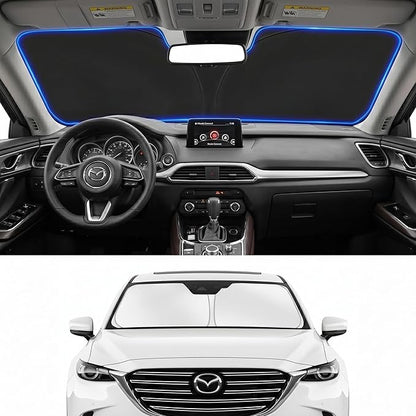 Windshield Sun Shade Sunshade for Mazda CX9 CX-9 2016-2026 | Custom Fit Windshield Cover, Blocks UV Rays, Double-Layer Heat Shield, Durable Frame, Easy Fold & Storage