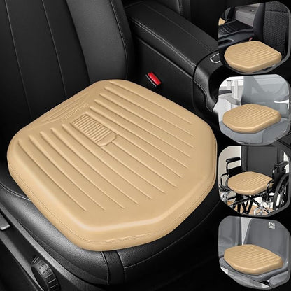CAR PASS Premium Leather Car Seat Cushion, Comfort Memory Foam Driver Seat Cushion for Long Driving, Waterproof Non-Slip Seat Cushions for Cars, Truck, SUV, Office Chairs, Stadium, Beige