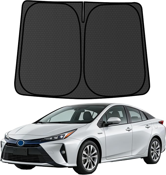 Prius Customized Windshield Sun Shade for 2023 2024 2025 2026 Prius XW60 (NOT for Prius C/V) Front Window Sunshade Visor Protector Foldable Blocks UV Rays Keep Car Cooler Accessories