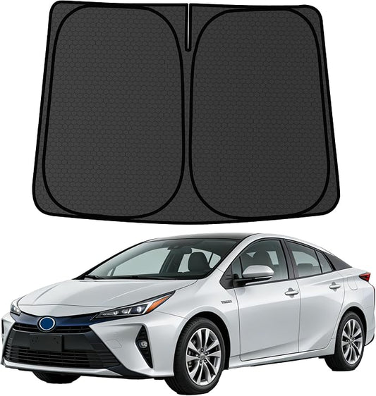 Prius Customized Windshield Sun Shade for 2023 2024 2025 2026 Prius XW60 (NOT for Prius C/V) Front Window Sunshade Visor Protector Foldable Blocks UV Rays Keep Car Cooler Accessories